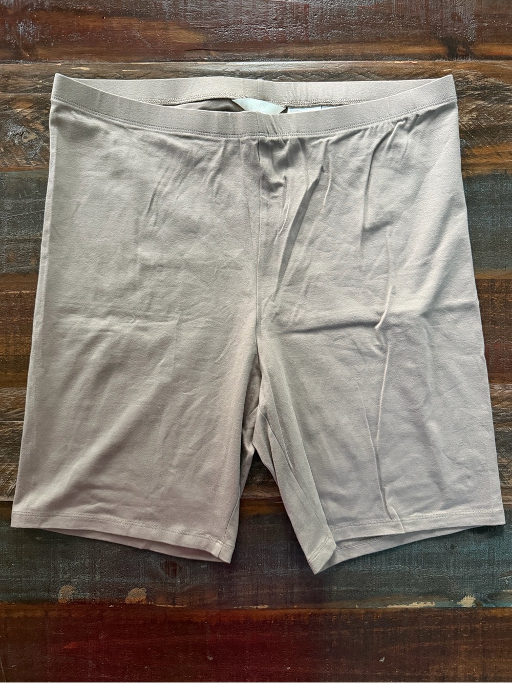 NWT H&M Women’s XL Taupe Stretch Cotton Blend Biker Shorts | SKU 0209